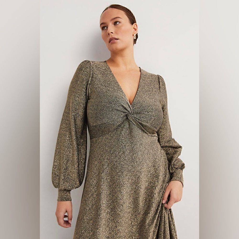 Boden Metallic Twist Front Jersey Midi Dress NWT